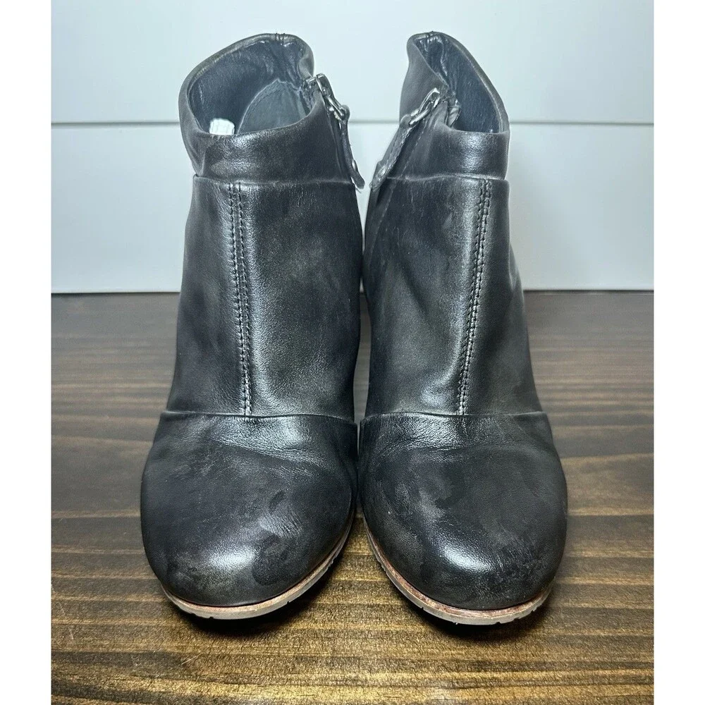 UGG Black Leather Wedge Ankle Booties